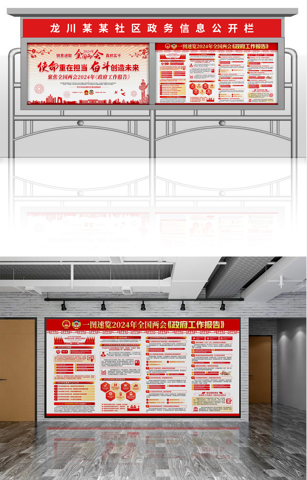 2024年聚焦全国两会学习政府工作报告展板宣传栏