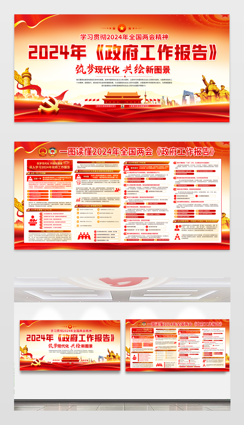 2024年全国两会政府工作报告展板宣传栏